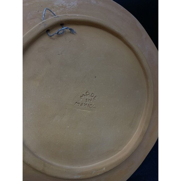 Mexico Mayan Hand Painted Carved Terracotta 9.5” Wall Plate Mesoamerica Style - Picture 7 of 7